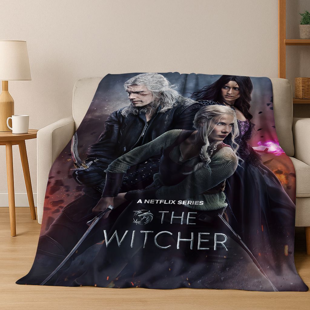 3D The W-Witcher Geralt Games Cartoon Flannel Blanket,Warm and Cozy Soft Throw Blanket for Home Bedroom Bed Sofa Cover Kid Gift