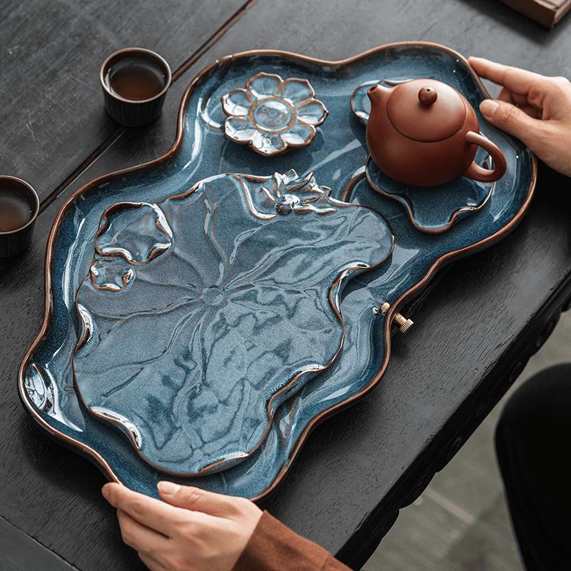 Lotus Ceramic Tea Tray