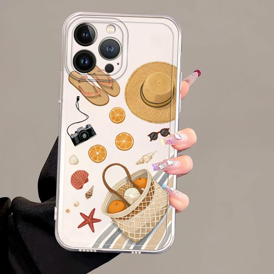 Case for iPhone 17 Pro Max 15 11 16 12 Mini 14 Plus 13 Pro 7 8 XR XS Max Air Soft Phone Cover Beach Travel