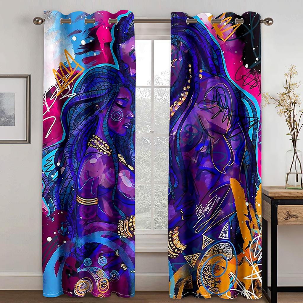 

3D Психоделическая Серия Мультяшных Животных Персонажей Полиэстер Цифровая Печать Затемняющие Шторы Гостиная Спальня Домашнее Украшение 100W130H(CM)40x51in&Grommet Top