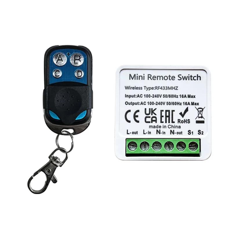 

Беспроводной выключатель света 433 МГц 4-клавишный радиочастотный релейный приемник домашний пульт дистанционного управления DIY ВКЛ/ВЫКЛ 16 А переменного тока 100-240 В для светодиодных ламп гаражных ворот