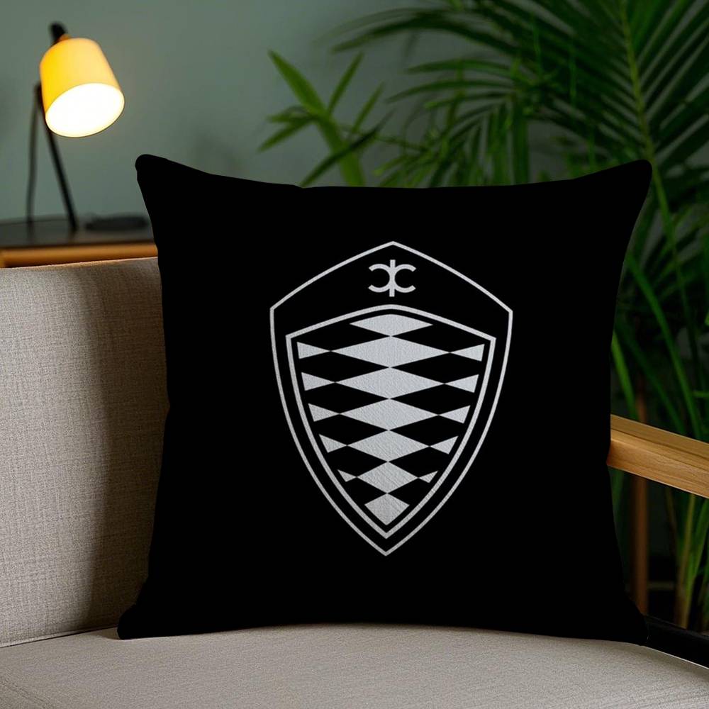 Luxury Car K-koenigsegg Logo Pillow Case Office Sofa Dorm Chair Back Short Plush Double-sided Printing Home  Cushion Cover