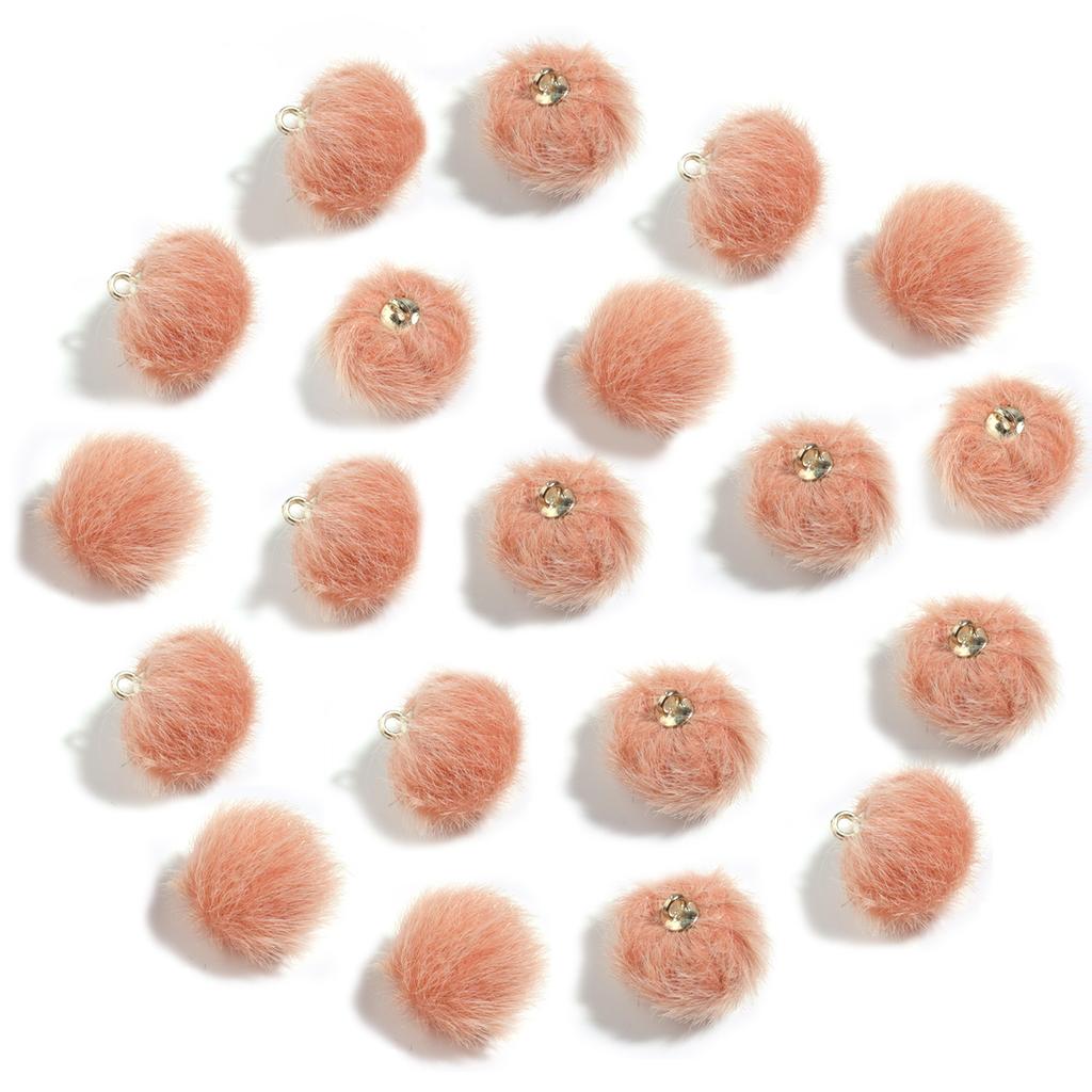 20pcs 16mm Plush Fur Covered Ball Beads Charms Cute Pompom Charms For Jewelry Making DIY Bracelets Necklace Earrings Accessories