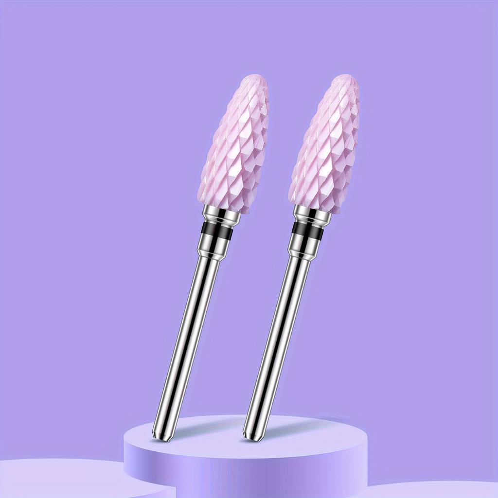 2PCS Tungsten Carbide Nail Drill Bits Gel Polish Remover 3/32 Inch Nail Art Files Cuticle Milling Cutter For Manicure Pedicure