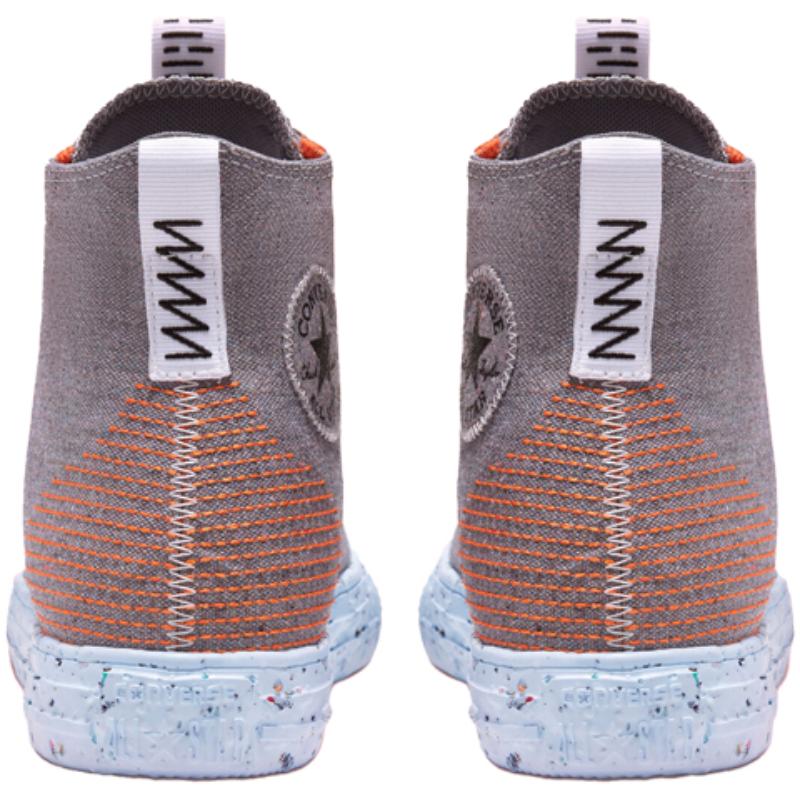 Converse Chuck Taylor All Star Crater Comfortable and Versatile High-Top Canvas Shoes Unisex Gray Orange