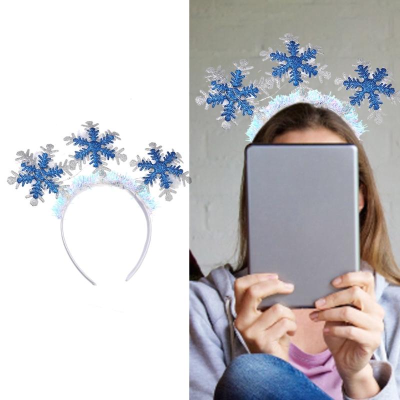 Weihnachts Schneeflocken Stirnband Party Kostüm Leuchtend Party Karaoke Punk Foto Requisiten Party Leuchtender Haarreif Nachtclub