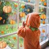 6PC Halloween 3d Pumpkin Window Sticker Home Decoration Self Adhesive Autumn Leaves Wall Art Decal Maple Double-sided Party