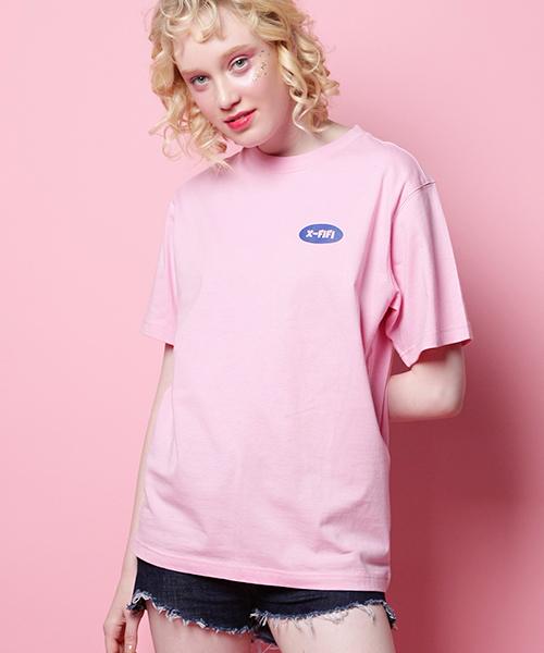 Pipilapin Women'S Loose Fit Back Big Logo Short Sleeve T-Shirt/Fc1Wt02F Pink
