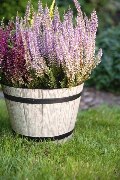 Round flowerpot, light gray wood imitation, 40 cm Madera