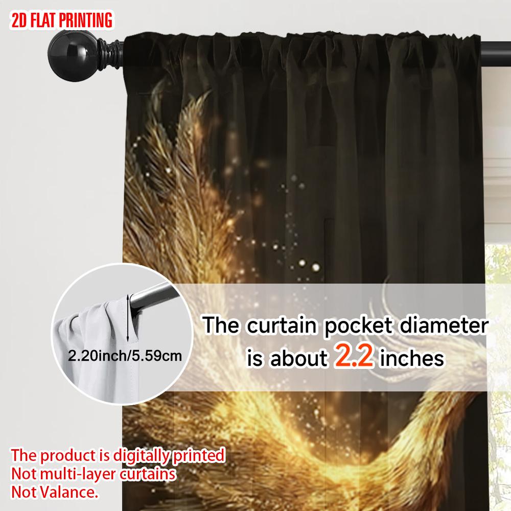 2pcs, plane printing Popular Curtains Double Phoenix Flying Pattern Versatile Polyester (without rod) Gifts Perfect for