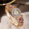 Vintage Court Style Floral Watch for Women Quartz Wristwatch