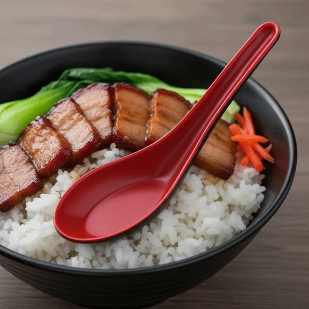 1/5/10pcs Drop-resistant Soup Spoon Bicolor Rice Spoons Japanese Style Long Handle Spoon Bar