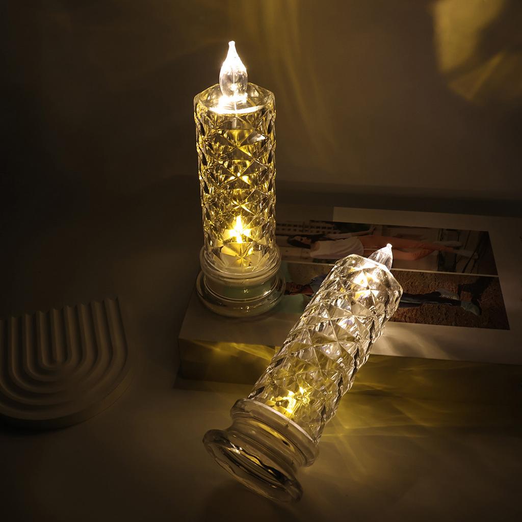 LED Crystal Table Lamp Decorative Flameless Electric Candles Crystal Candles LED Light for Bedroom Party Christmas Decor