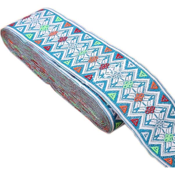 

Жаккардовая лента Геометрическая вышитая тканая лента Металлическая тканевая отделка Бахрома для DIY одежды Подушка Ремни Украшение Украшения Ширина 2 дюйма по Zigzag Sky Blue