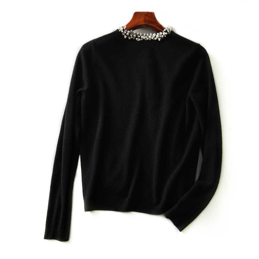 Handcrafted Women's Beaded Knit Cardigan - Spring/Autumn Long-Sleeve Sweater
