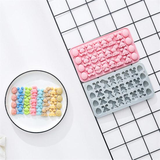 Oster-Schokoladenform 27-Kammer Hasen-Osterei-Design Silikonform Leicht zu reinigen Lebensmittelqualität Süßigkeiten Gelees Mousse Backform