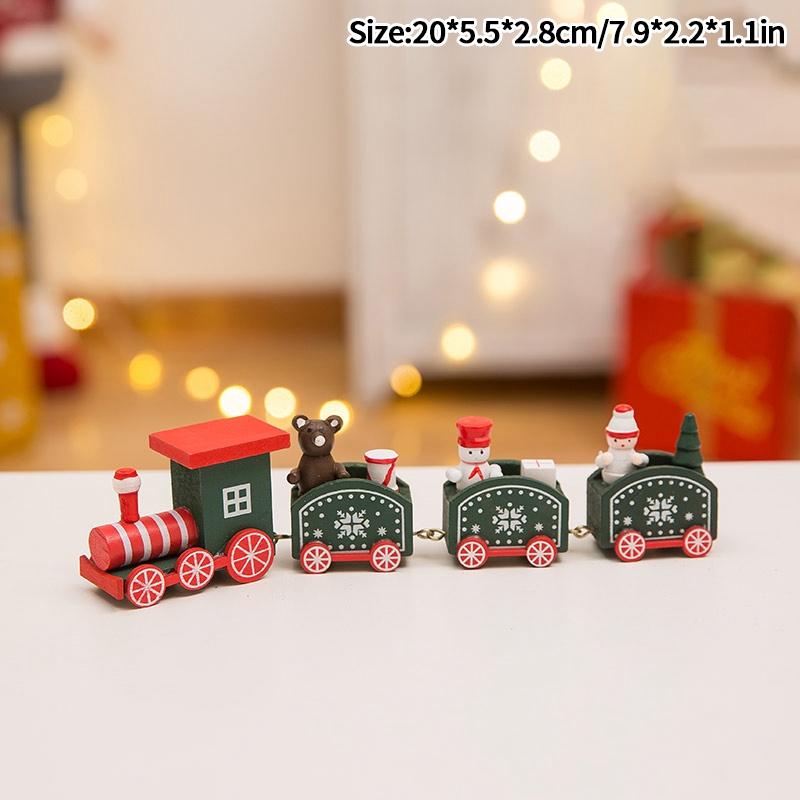 Wooden Carousel Figurine Christmas Tree Decoration Ornaments Wooden Small Train Shop Windows Display Festival Christmas Gifts 7