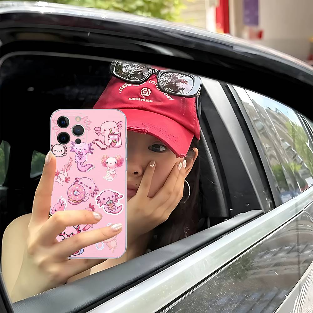 Cartoon Axolotl Cute Transparent Soft Phone Case For IPhone 15 12 14 16 17 13 Plus 11 Pro Max 13 Pro