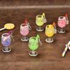 Luminous Plastic Simulation Lemon Slice High Footed Cup Keychain Colored Straw Beverage Cup Decoration