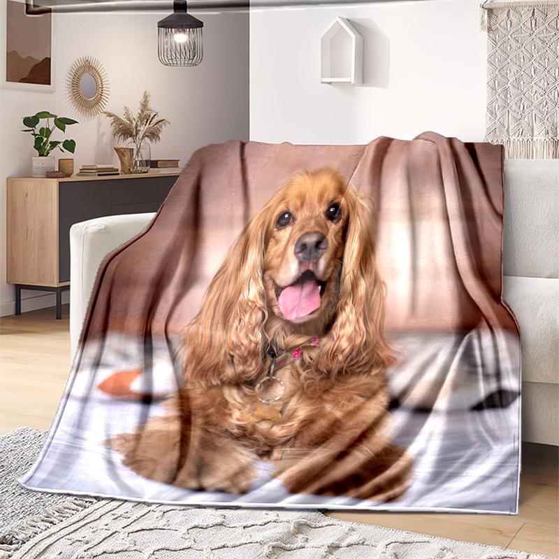 1PC Dog cute printed blanket, all season lightweight home office outdoor nap multifunctional blanket A3