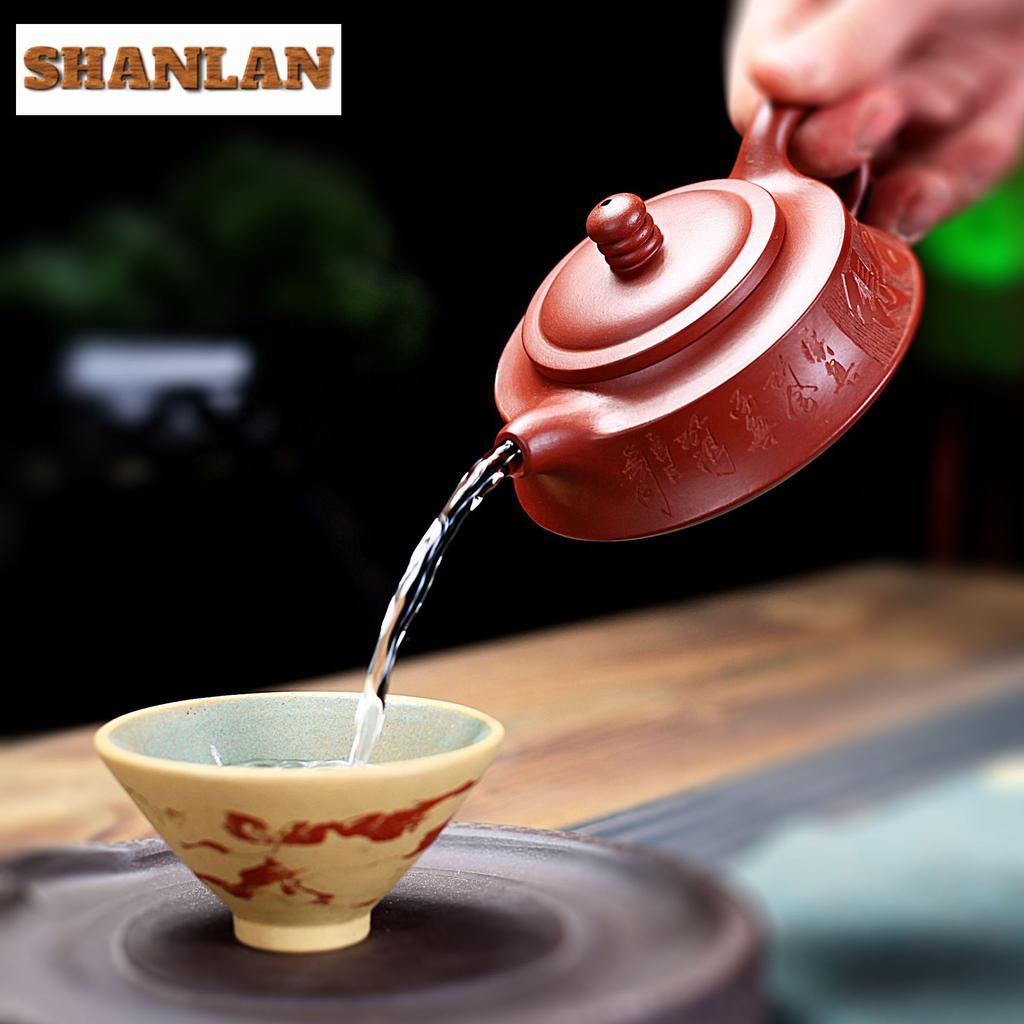 190ml Aesthetic Yixing Purple Clay Teapots Handmade Weekly Count Pot Raw Ore Dahongpao Mud Kettle Zisha Tea Set For Tea Craft