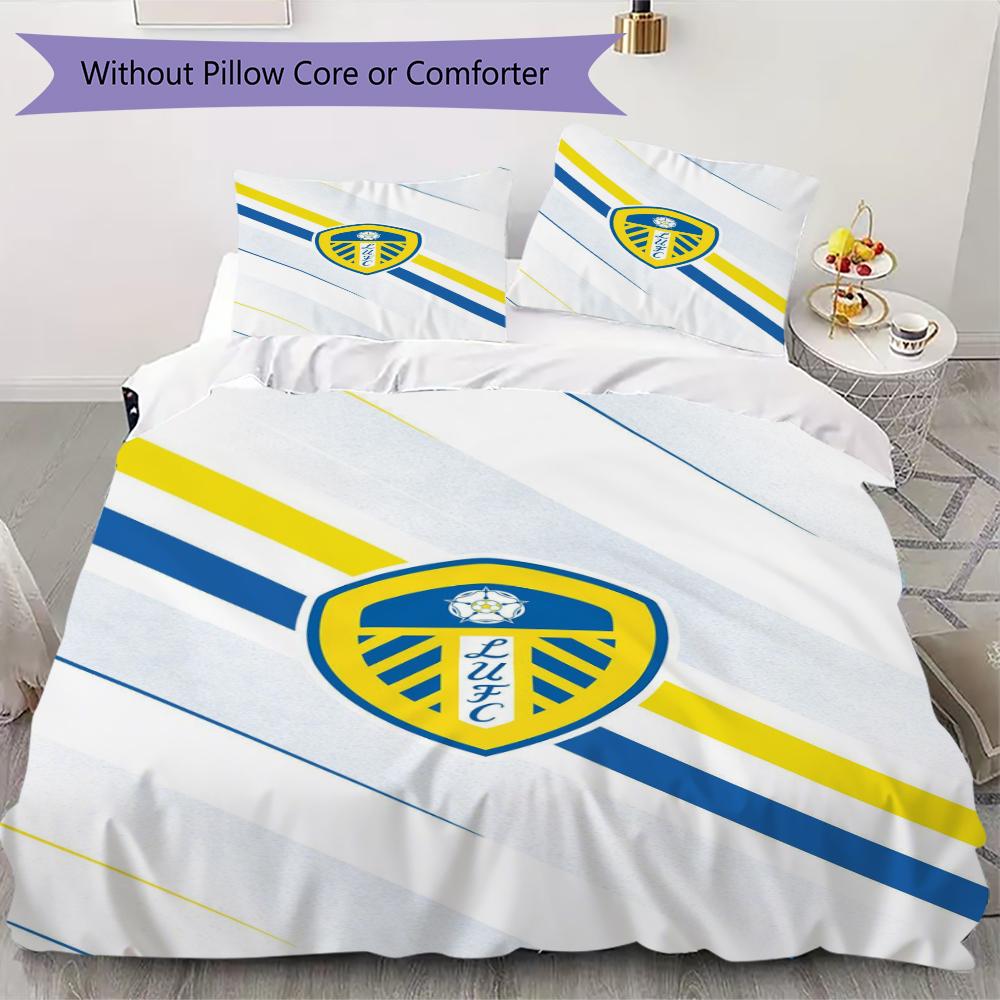 Leeds United Vzorované povlečení Sada přikrývky Potah na přikrývku Povlak na polštář Domácí dekorace Dárek k narozeninám (1 * povlak na peřinu + 2 * povlak na polštář bez jádra)67