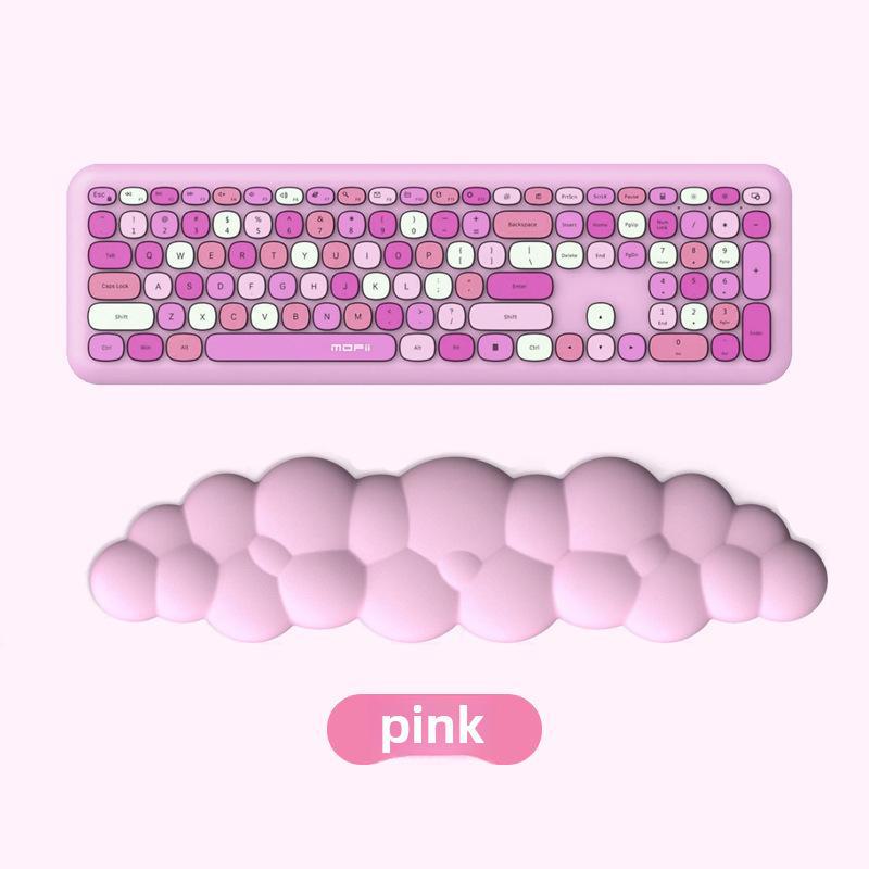 "Memory Foam Wrist Support Keyboard - Solid Color, Ergonomic Desktop Typing Aid"