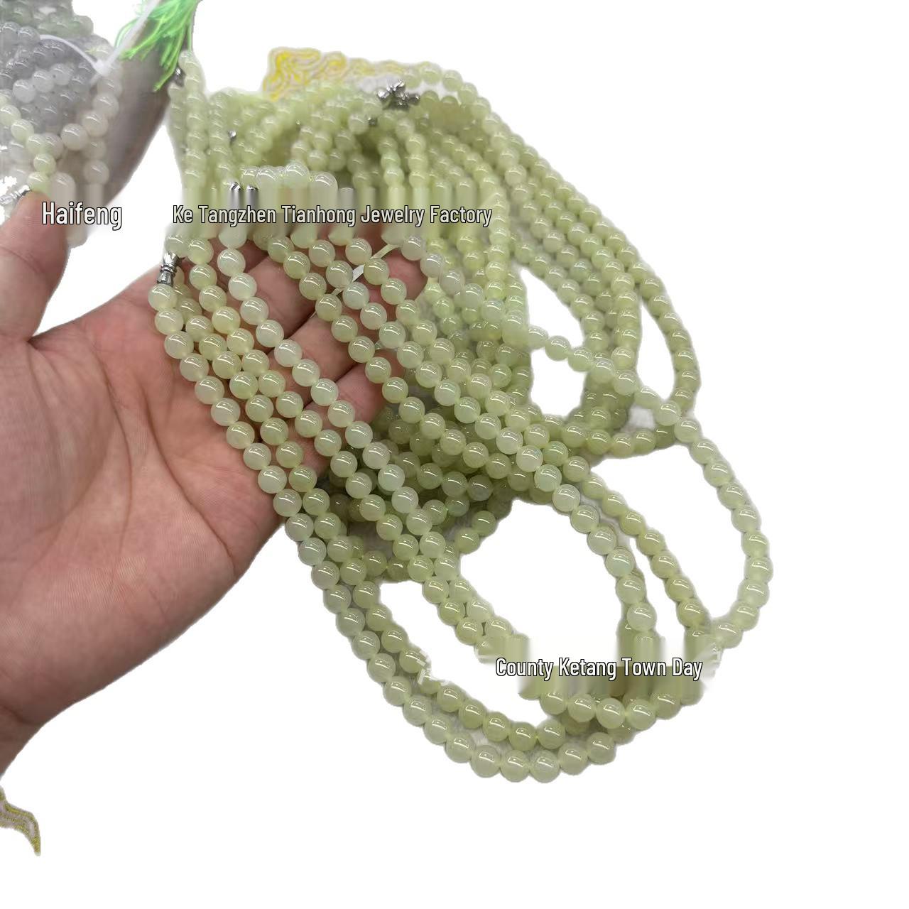 Цинхайский Хэтяньский нефрит 8 мм Круглые бусины Прозрачная вода DIY Набор для изготовления ожерелья 8mm (56 beads)