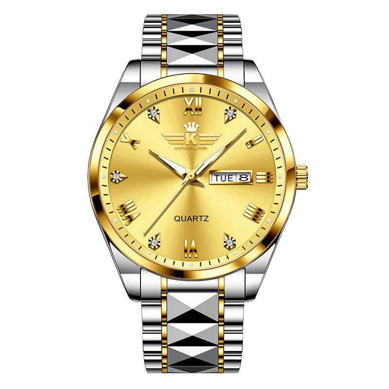 Top Brand New Men's Watch Genuine Waterproof Quartz Double Calendar Fashion Business Watch