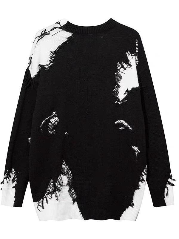Men's Retro College-Style Layered Sweater: Loose, Contrast-Color Knit for Spring & Autumn.