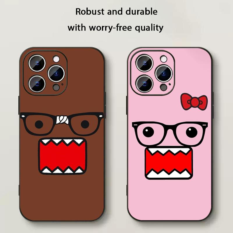 Domo kun cute cartoon anime pattern Phone Case For iPhone 17 16 e 15 14 13 12 Plus Mini Pro Max Soft black Shockproof Cover