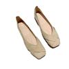 Single shoes summer and autumn square head comfortable versatile apricot light mouth one-pedal single shoes