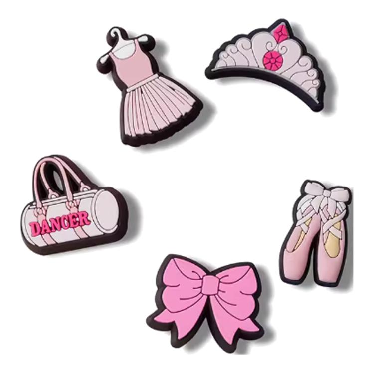 Crocs Ballet 5-Piece PVC Shoe Accessories Unisex Couple Pink
