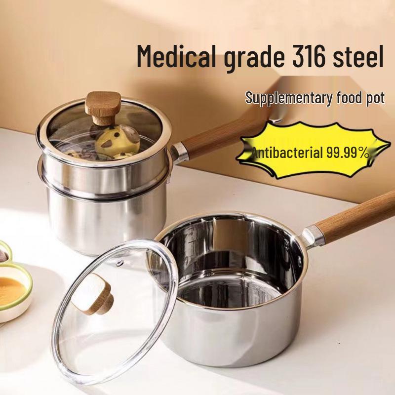 316 Stainless Steel Non-Stick Baby Food Pot with Steamer – Extra Thick All-in-One Cooking & Noodle Pot