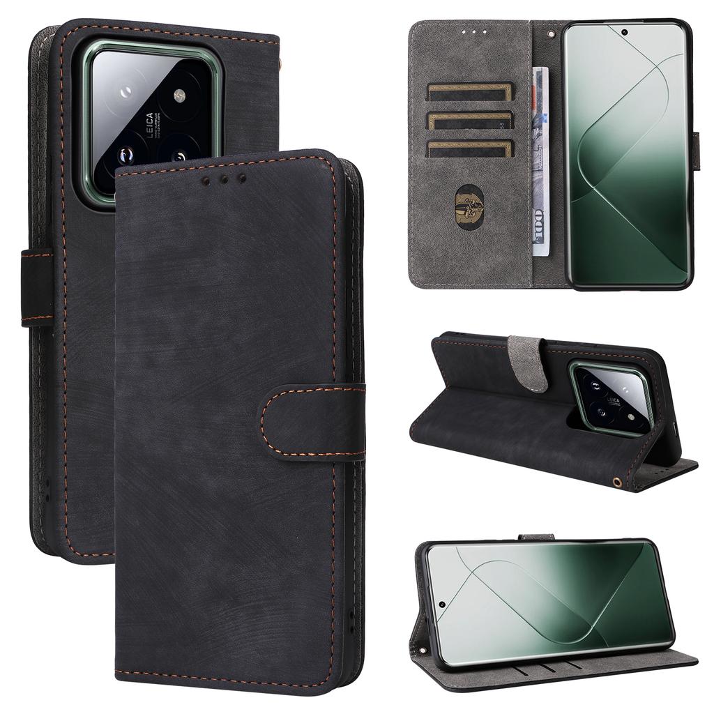For Xiaomi 14 Pro PU Leather Smartphone Case RFID Blocking Phone Cover with Strap