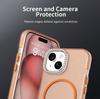 For iPhone 15 Plus/14 Plus Case Compatible with MagSafe TPU+PC+PET Phone Cover Rhinestone Decor Lens Frame