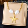 Fashionable Seaside Vacation Style Bead Necklace Exquisite Sea Fish Starfish Sun Shell Necklaces Multi-Element Blue Jewelry