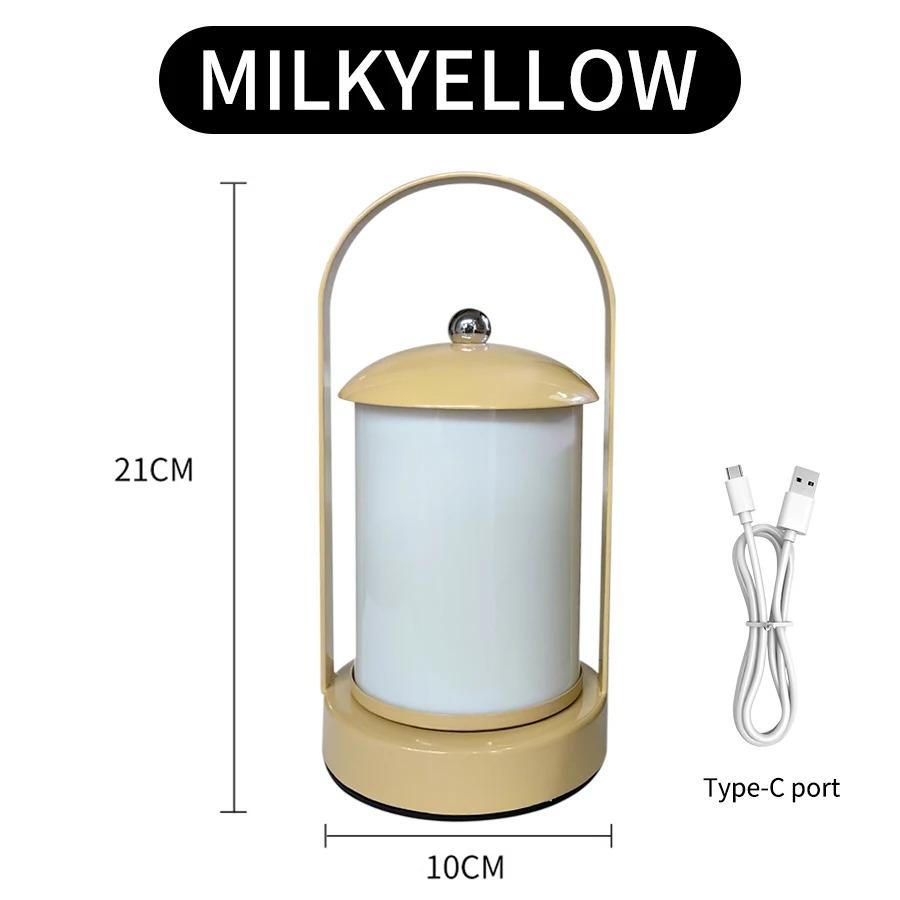 USB Rechargeable Carrying Lamp Retro Iron Night Light 3 Color Dimmable Bedroom Decoration Outdoor Camping Ambient Lighting