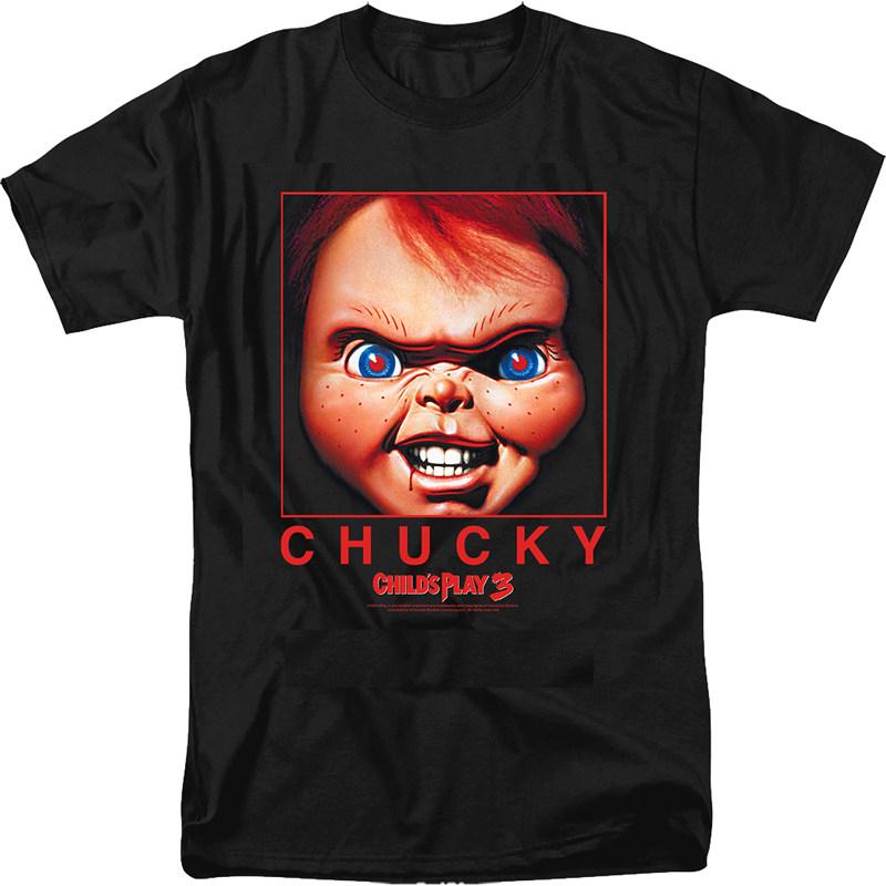Y2k 1988s Childs Play Movie The Haunted Doll A Classic Retro Shortsleeved Tshirt Featuring A Terrifying Man