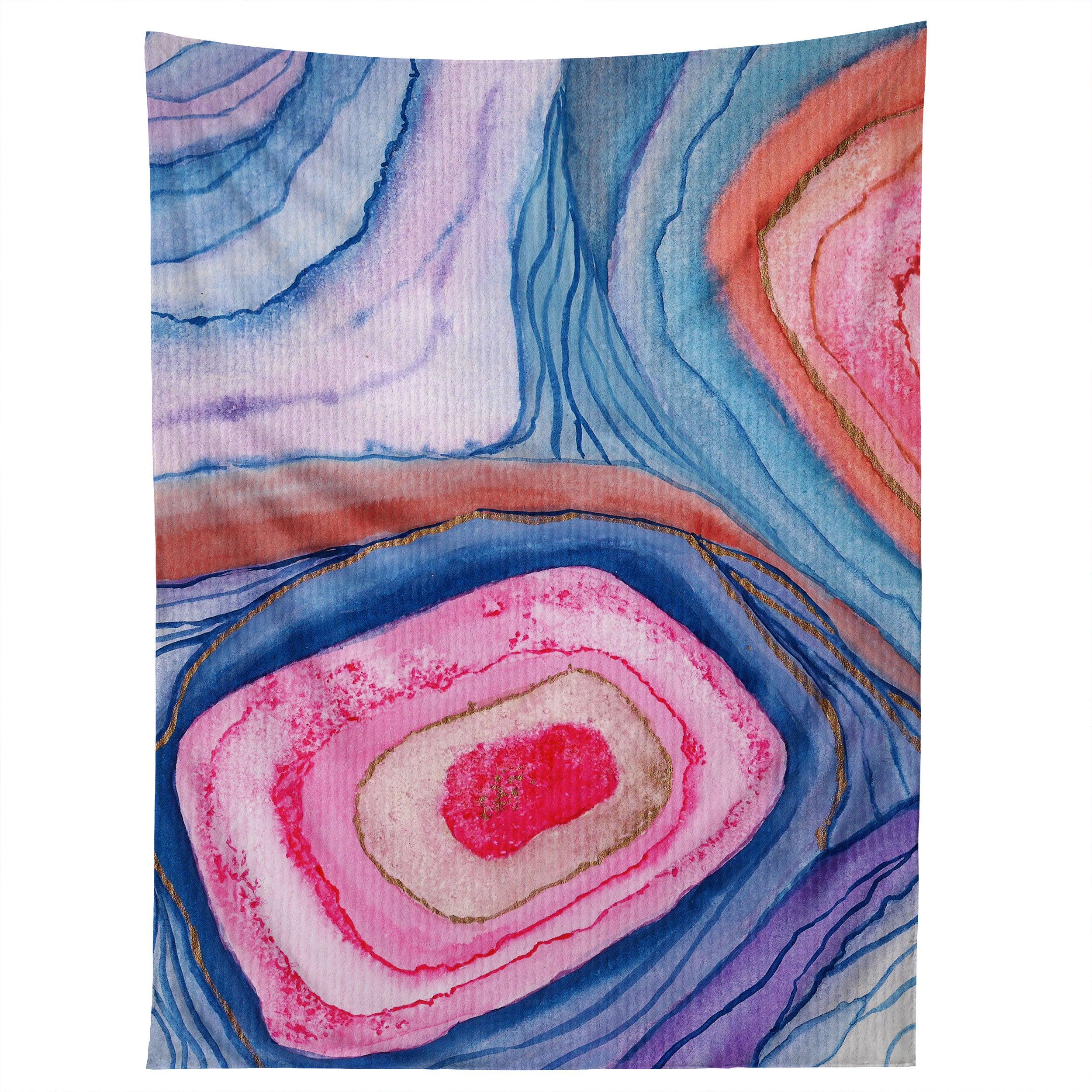 AGATE INSPIRED WATERCOLOR ABSTRACT 04 tapestry 75x100