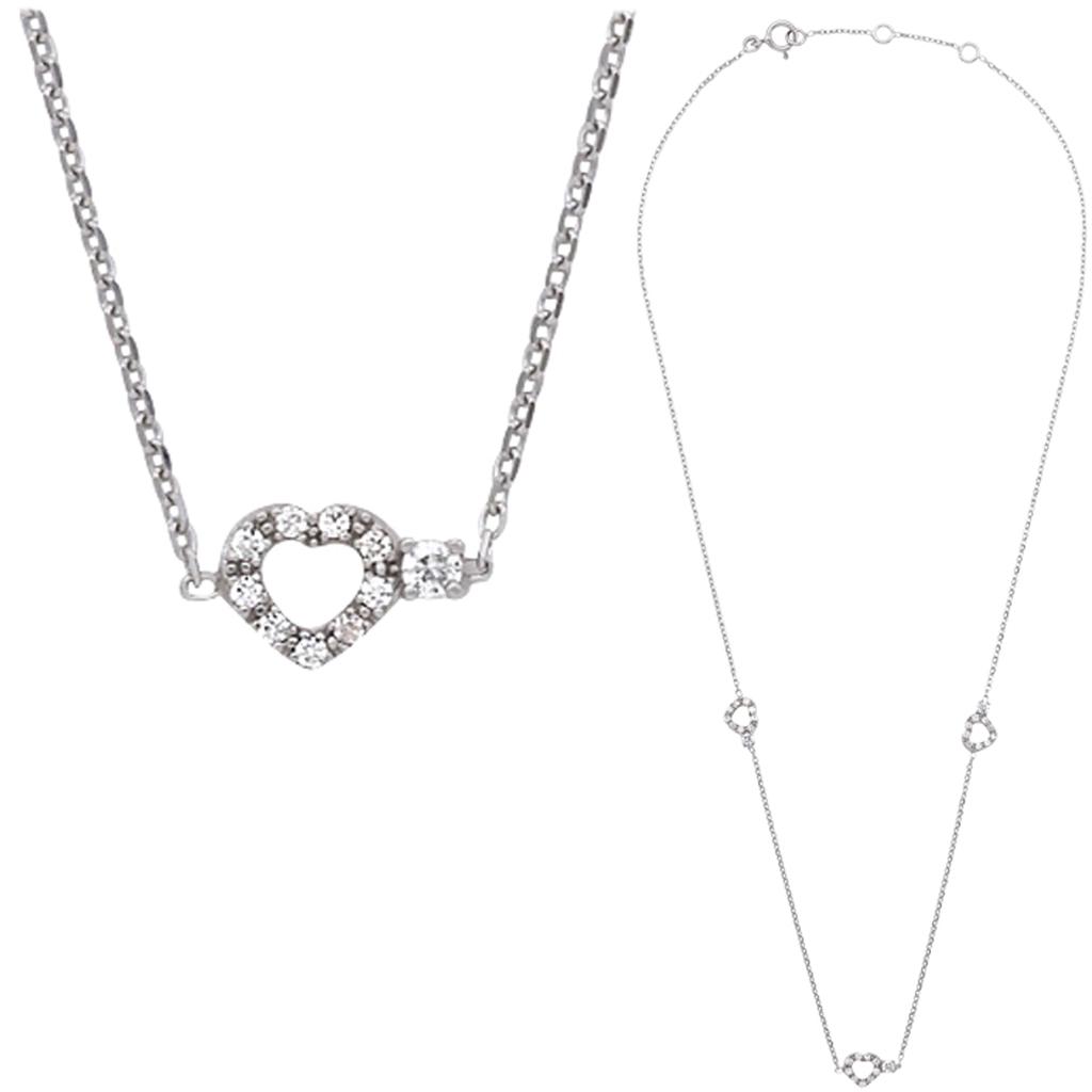 Altesse [Q6022] - Silver Necklace 'Love' White Silver (rhodium-plated) - 7x6 Mm