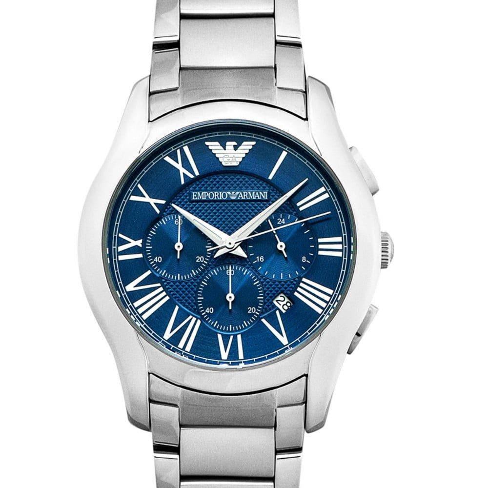 Emporio Armani Men's Silver Ar11082 Blue Dial Chronograph Watch