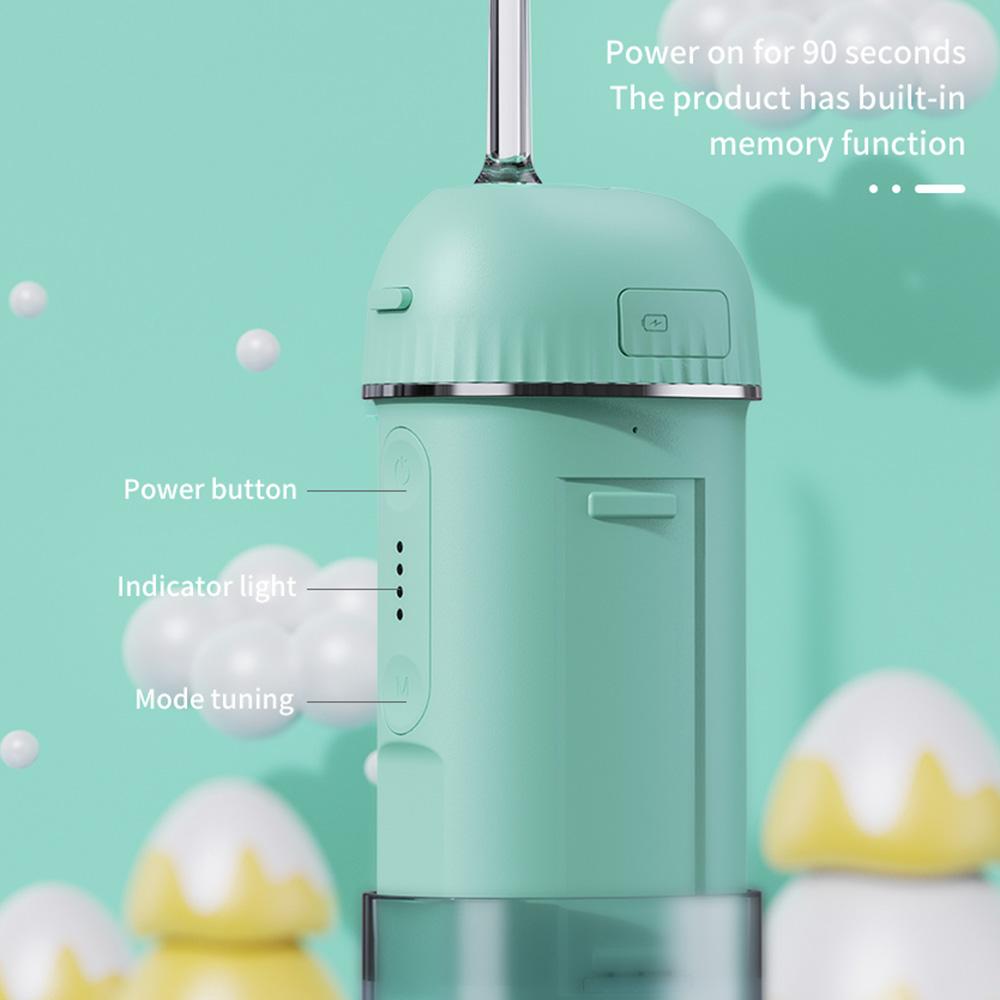 

XY07 Portable Oral Irrigator Tooth Dental Scaler Cleaning Device 160ml Water Tank Tooth Cleaner with 4 Nozzle Green