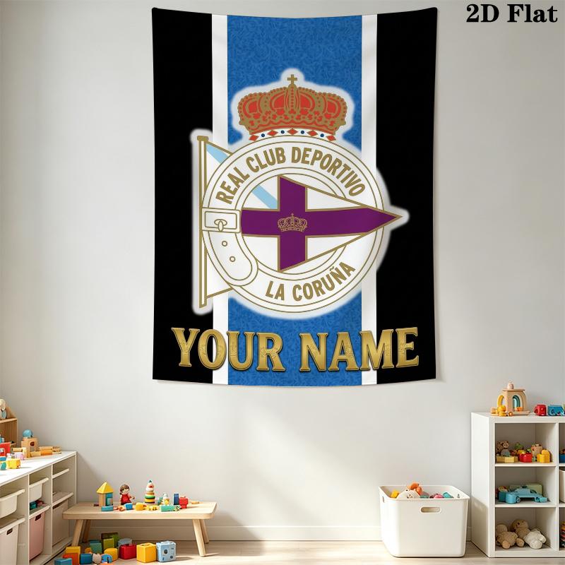 Custom Name Real Club Deportivo Wall Tapestry Aesthetic Wall Hanging Printed Fabric Blanket Decorative Tapestries for Bedroom Living Room Home Decor