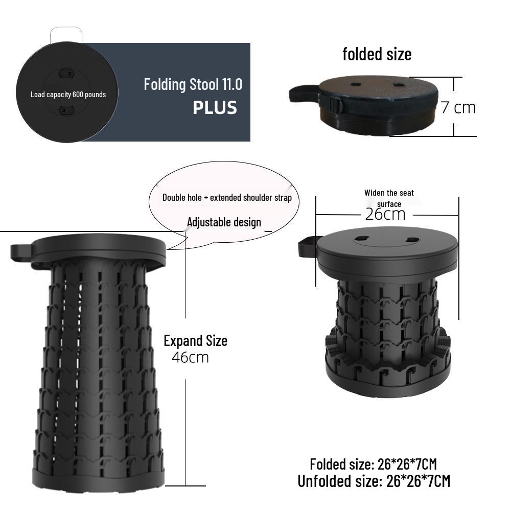 Collapsible Round Plastic Stool for Outdoor, Home, and Travel Use - Ideal for Sketching and Compact Storage.