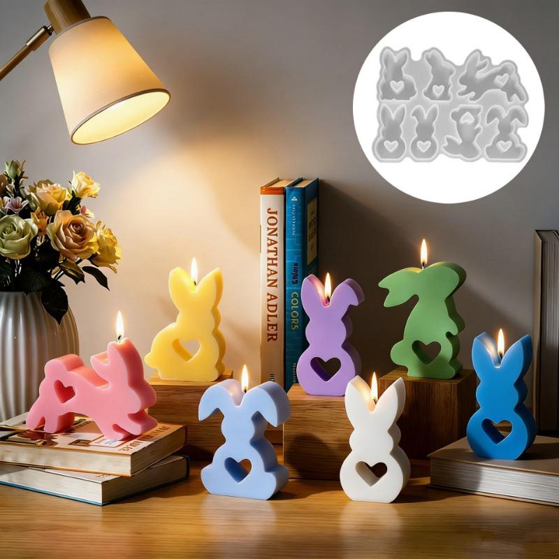 1PC Love Rabbit Candle Resin Silicone Mold, Easter DIY Glue Rabbit Plaster Ornament