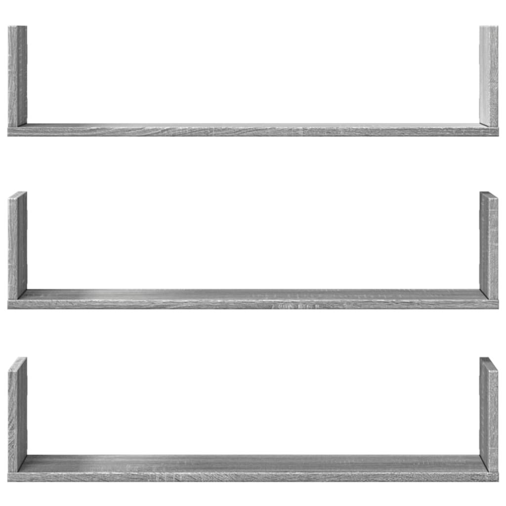 Wall Shelves, 3 Pcs, Sonoma Oak Gray, 80X18X18 Cm