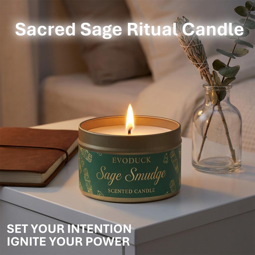 Sage Smudge Scented Candle Premium Sage Smudge Purify Elevate Energy Cleansing Candle for Meditation Winter Gifts Gift For Woman