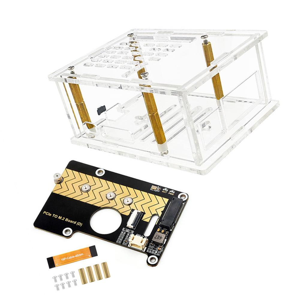 M.2 NVMe SSD Enclosure Case Box for RPi 5 Support 2230/2242/2260/2280 Solid Disc Drive Expansion Board