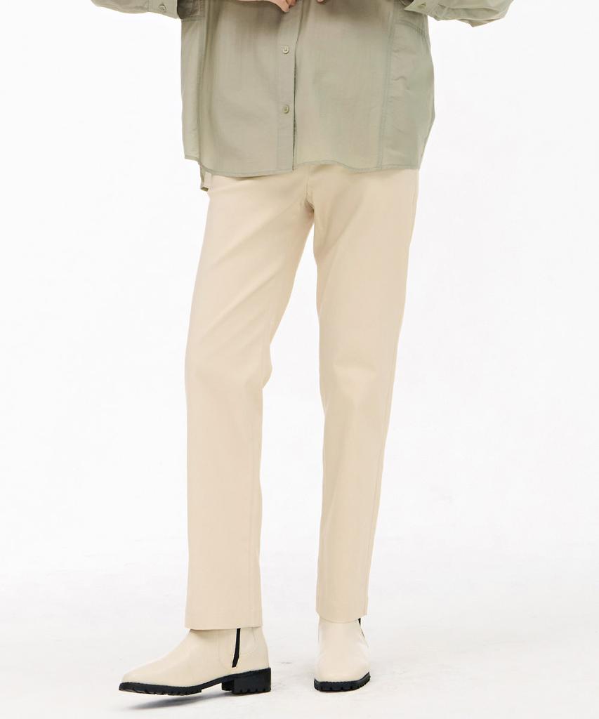 CHASECULT Women'S Slim Straight Elastic Waist Slacks - Beige